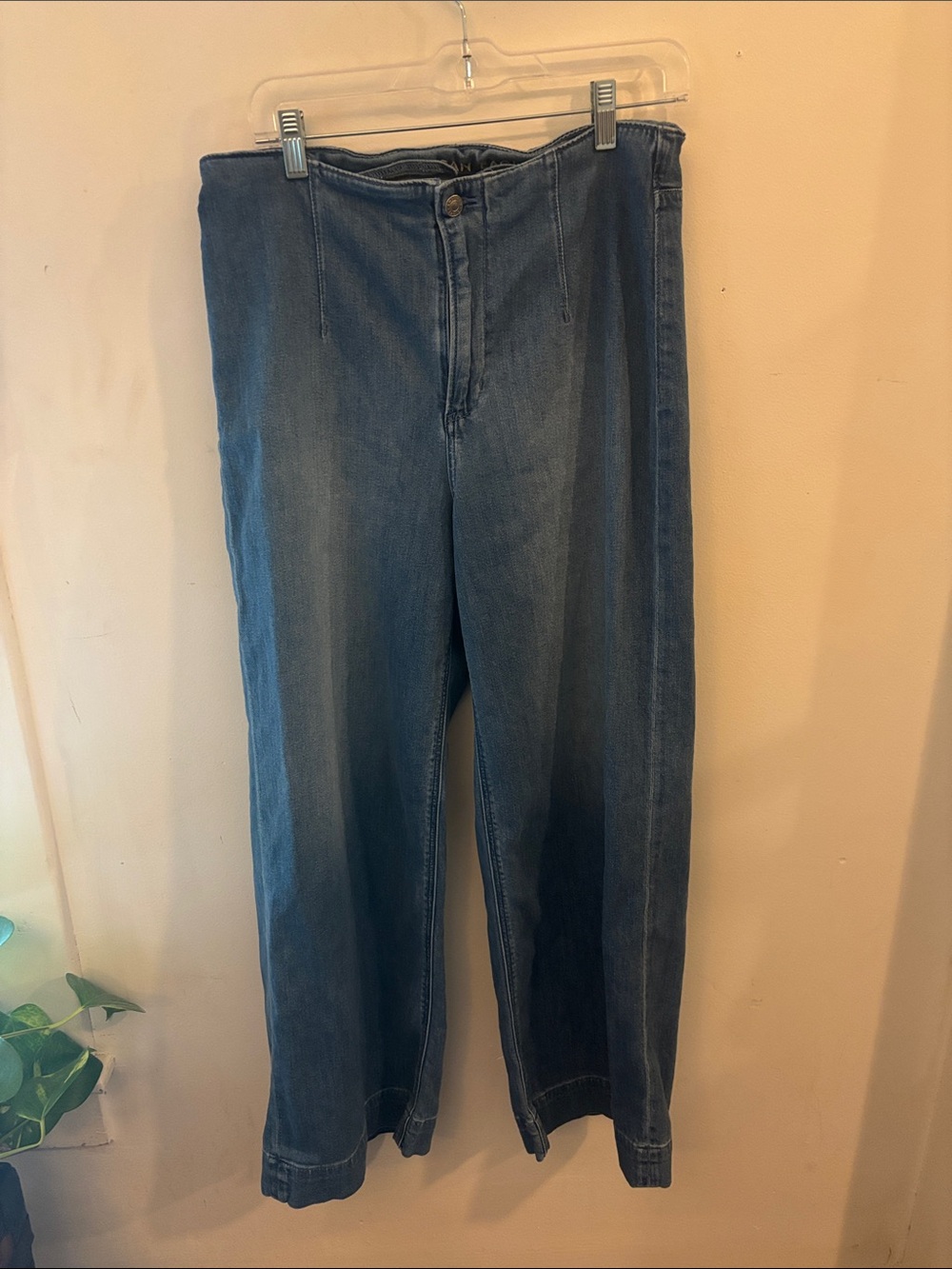 American Eagle Stretch Jeans Womens Size 10 Regular Blue Pintuck Wide Leg